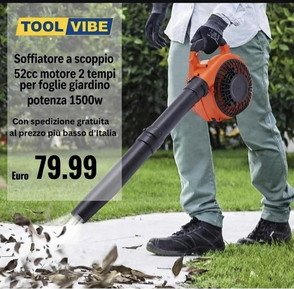 Soffiatore a scoppio 52cc motore 2 tempi per foglie giardino potenza 1500W