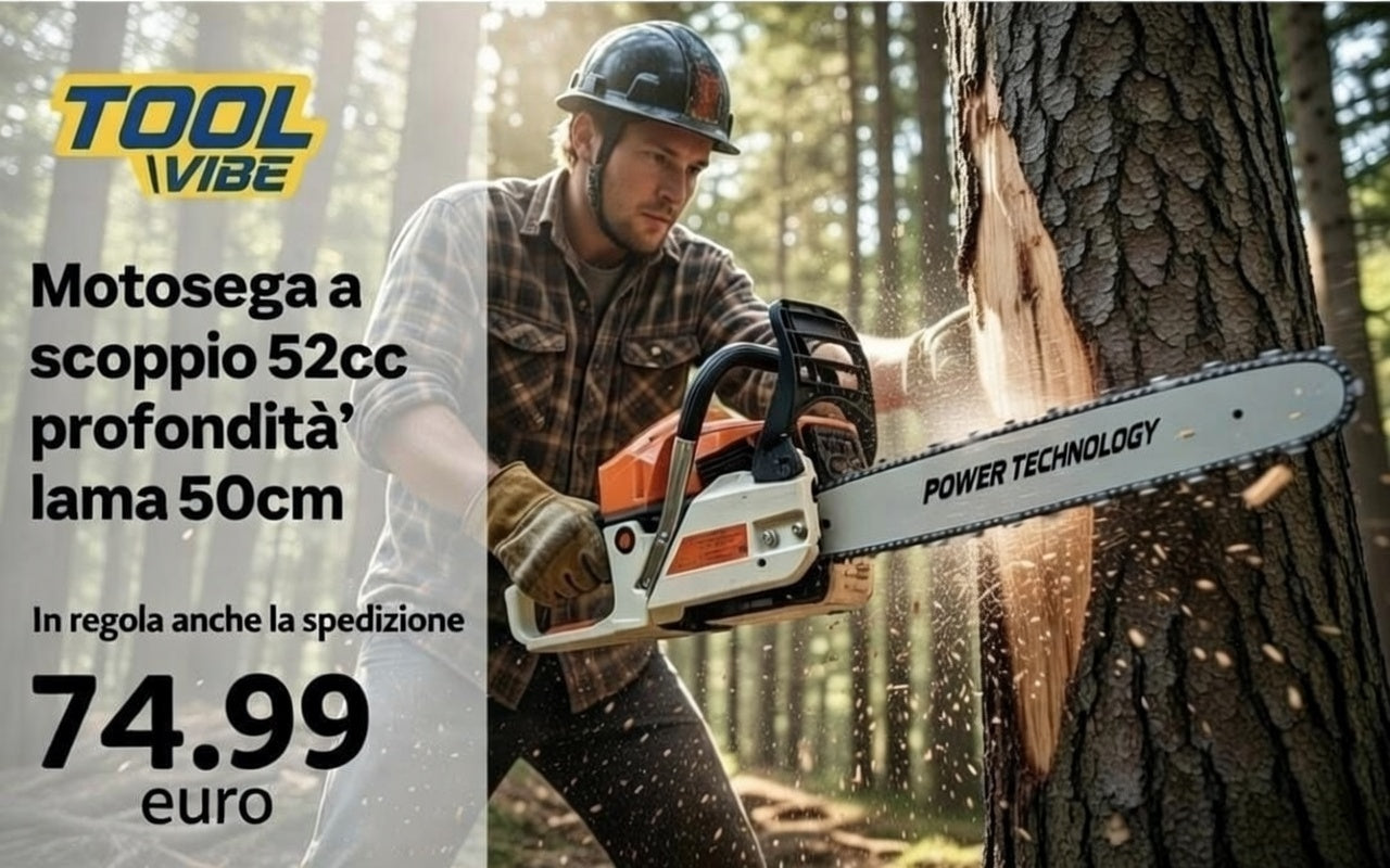 Motosega a scoppio 52cc profondita' lama 50cm professionale per giardinaggio