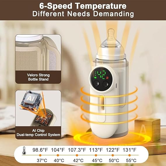 Scaldabiberon elettrico senza fili, temperatura costante, calore di lunga durata, convenienza portatile da viaggio