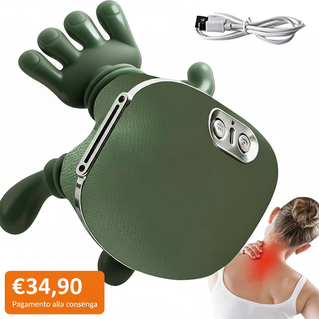 Massaggiatore Spalle A Forma Di Mano, 15x11x6.5 Cm Cervicale Con Manine, Neck Massager, Massaggiatore Mani Reali 5V/10 W, Ricaricabile USB Per Collo, Schiena