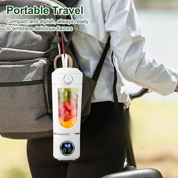Frullatore Portatile Smoothie Maker, 700 ml Mini Frullatore Portatile Elettrico con 12 coltelli,Frullatore Personale con Batteria USB Ricaricabile Ideale per Smoothie Frullati Frutta e Verdura(Bianco)