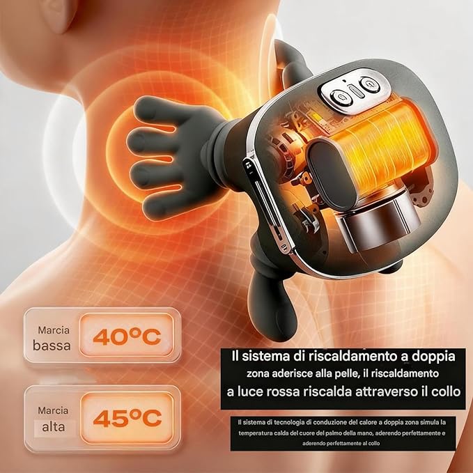 Massaggiatore Spalle A Forma Di Mano, 15x11x6.5 Cm Cervicale Con Manine, Neck Massager, Massaggiatore Mani Reali 5V/10 W, Ricaricabile USB Per Collo, Schiena