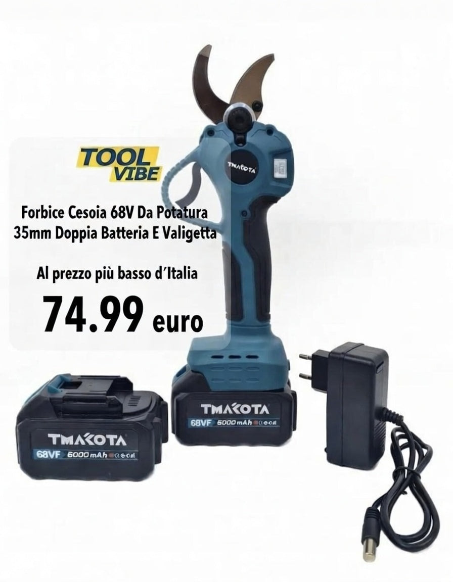 Forbice Cesoia da Potatura 35mm Display Makota a 2 Batteria 68v 6000mAh Mod. ORO