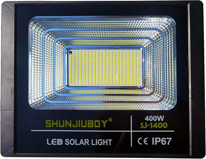 Faretto A Led Da 400W SMD Con Pannello Solare Sensore Crepuscolare E Telecomando Faro Luce Bianca Lampada da Muro [Classe di efficienza energetica A+++]