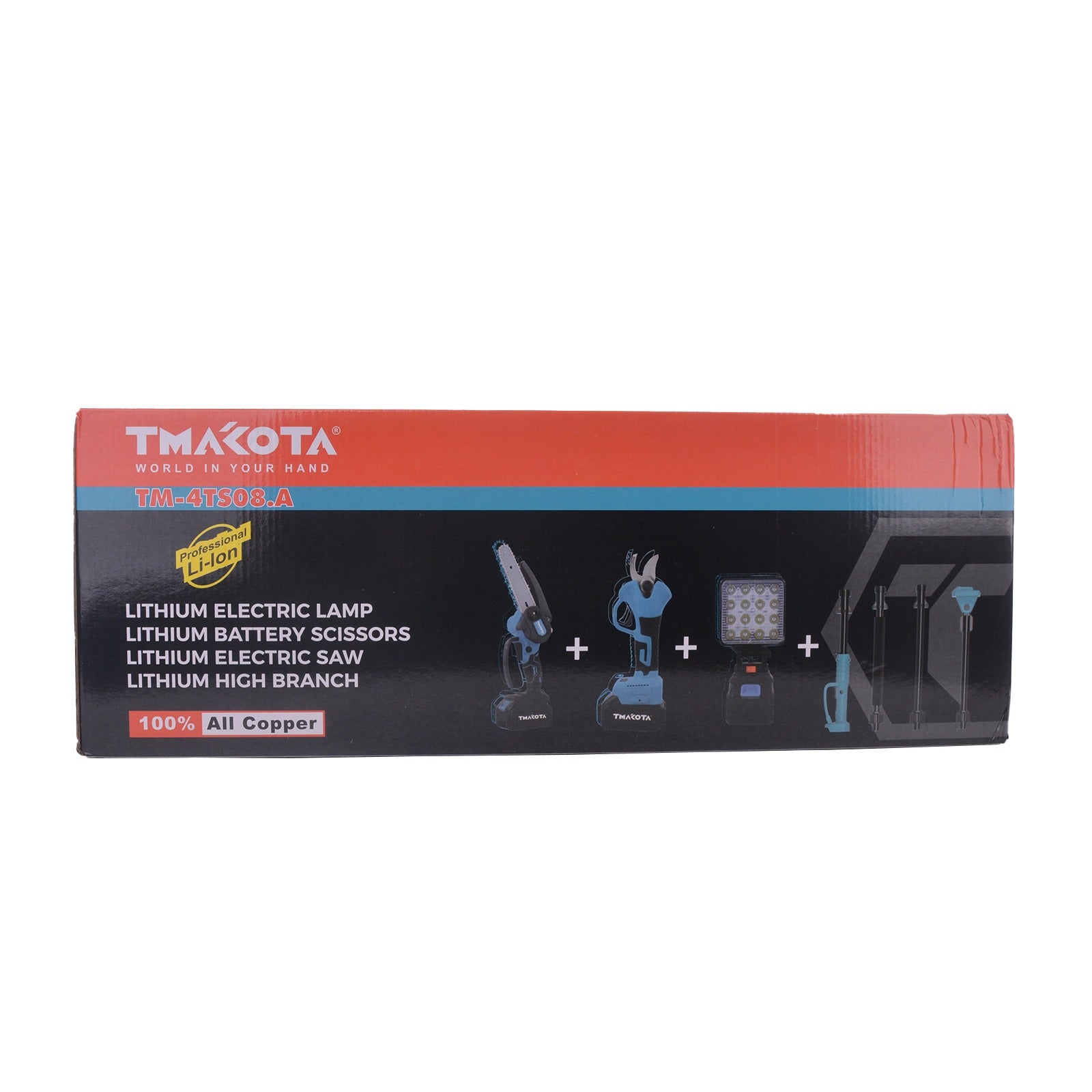 Kit Potatura 4 in 1 Cesoia Motosega 2 Batterie con Asta Telescopica divisibile