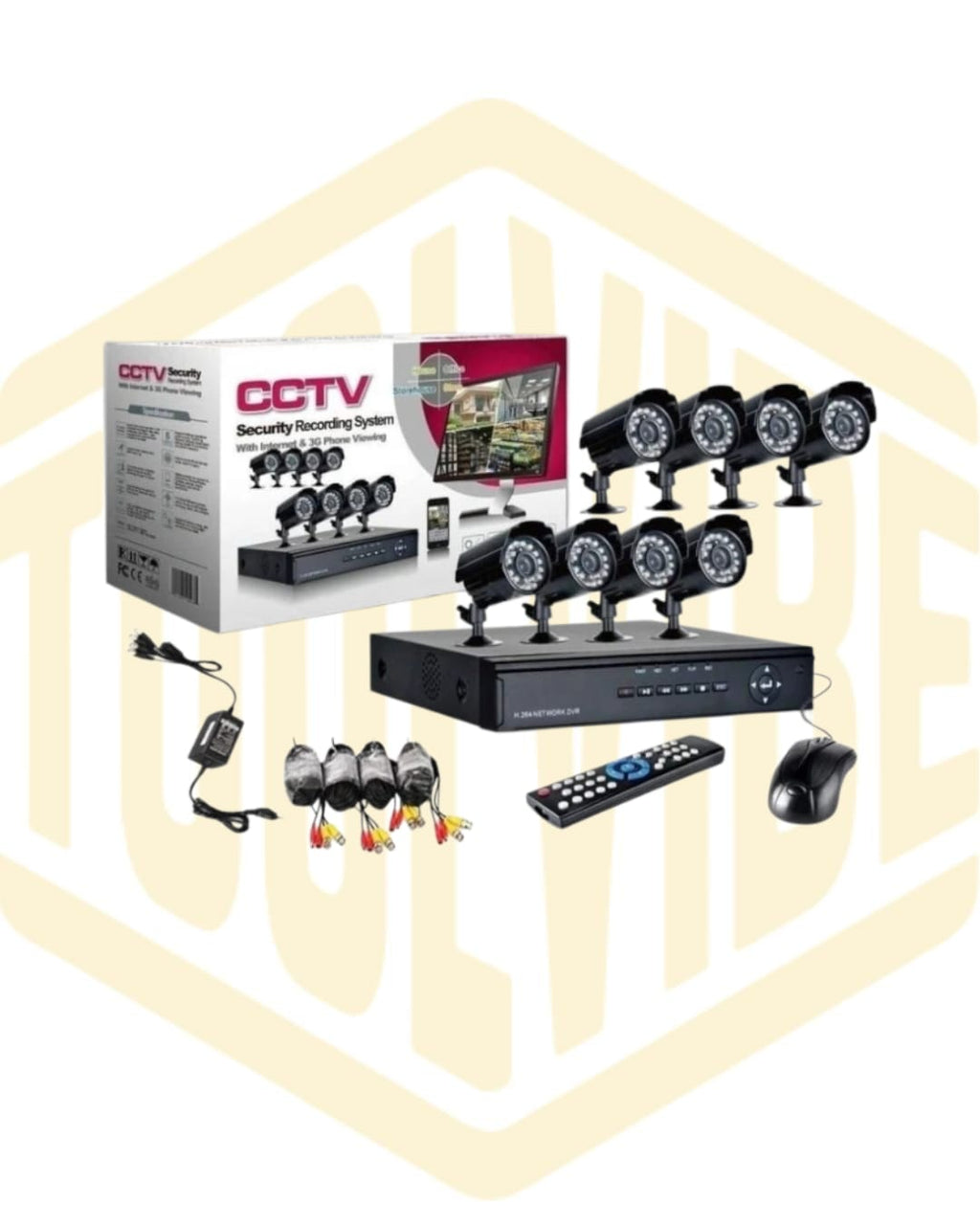 KIT VIDEOSORVEGLIANZA 8 TELECAMERE HD INFRAROSSI CAVI IP DVR 8 CANALI CON APP