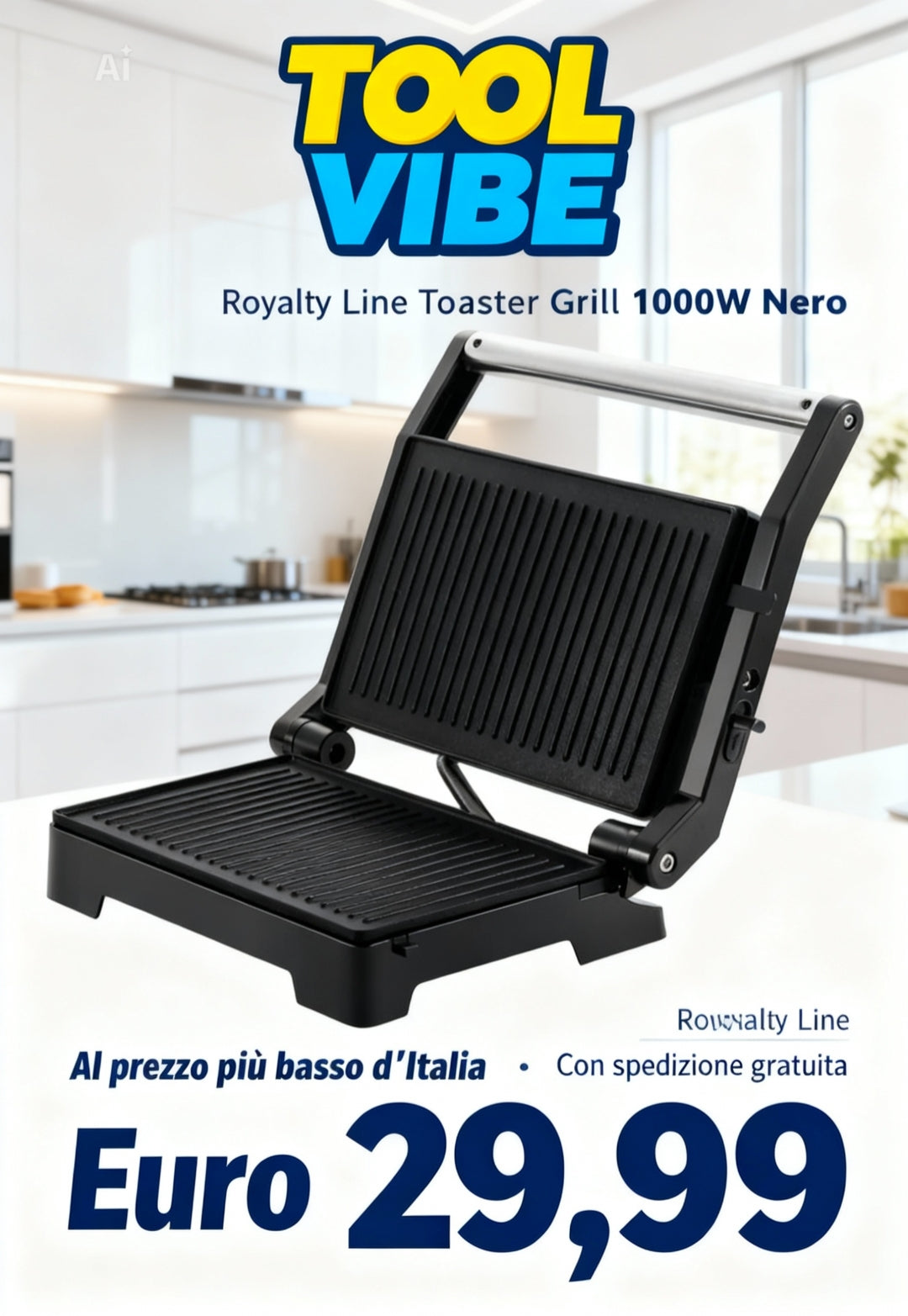 Royalty Line Toaster Grill 1000W Nero