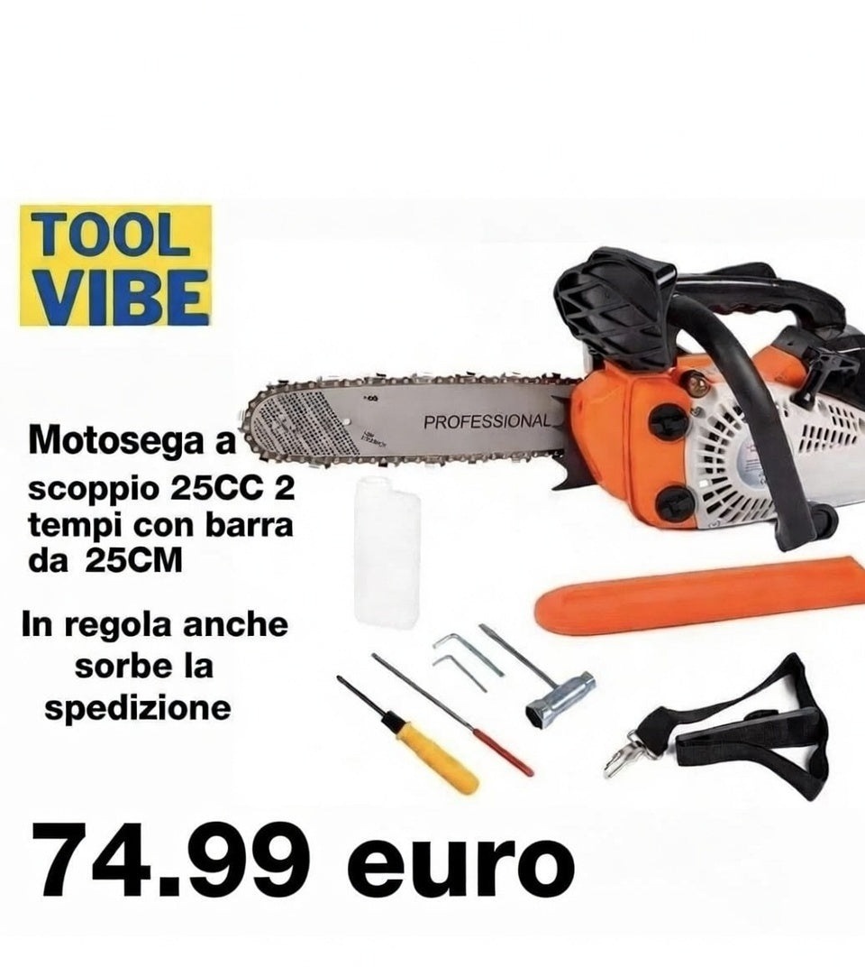 Motosega a scoppio 25CC 2 tempi con barra da 25CM per potatura pota giardinaggi