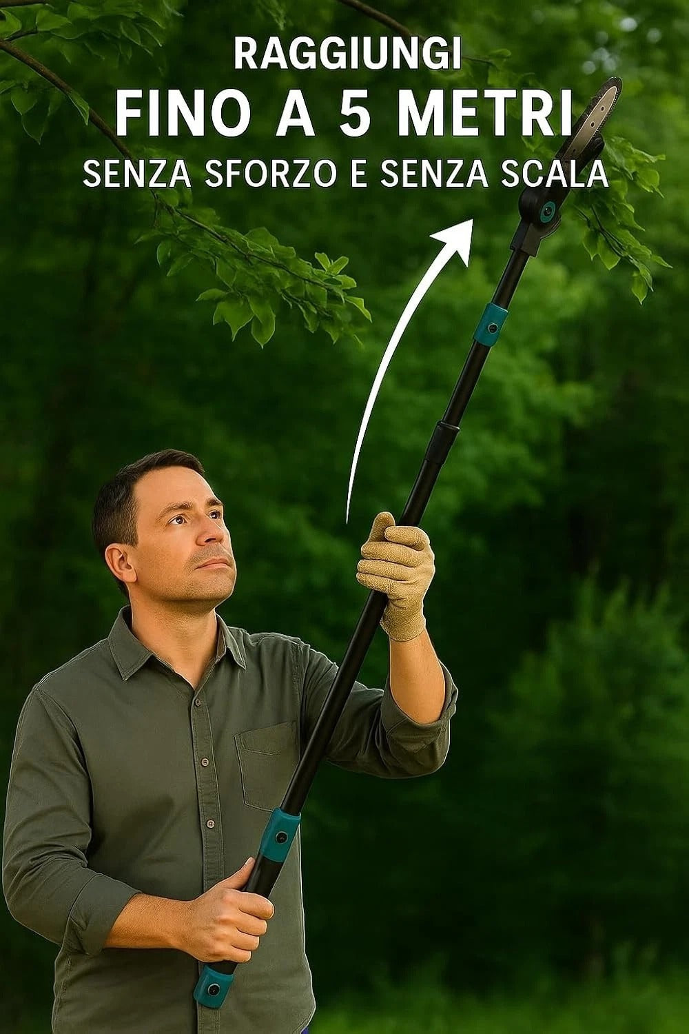 TMAKOTA Kit Potatura 4 in 1 Cesoia Motosega 2 Batterie 48V con Asta Telescopica