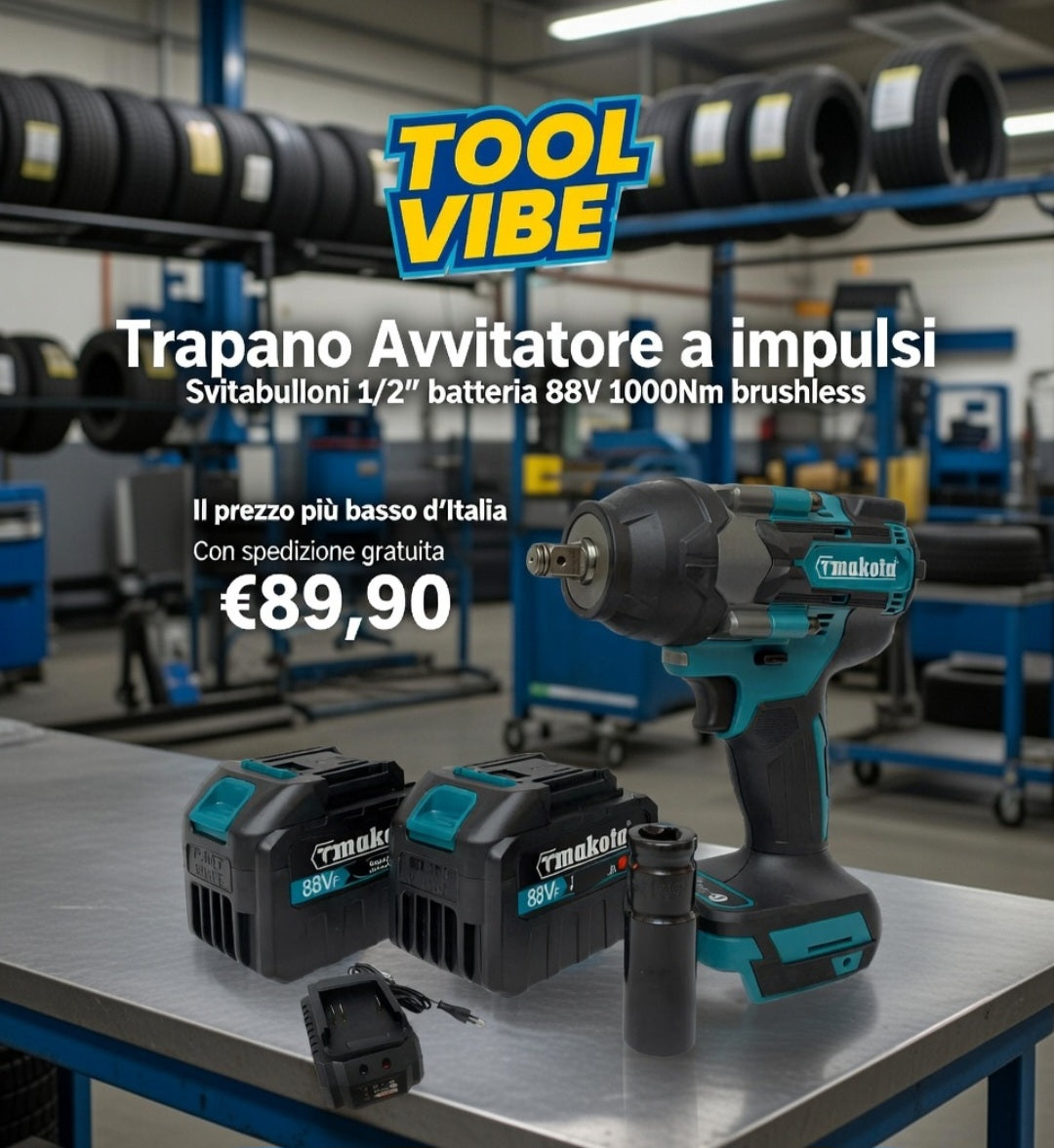 Trapano Avvitatore a impulsi Svitabulloni 1/2" batteria 88V 1000Nm brushless