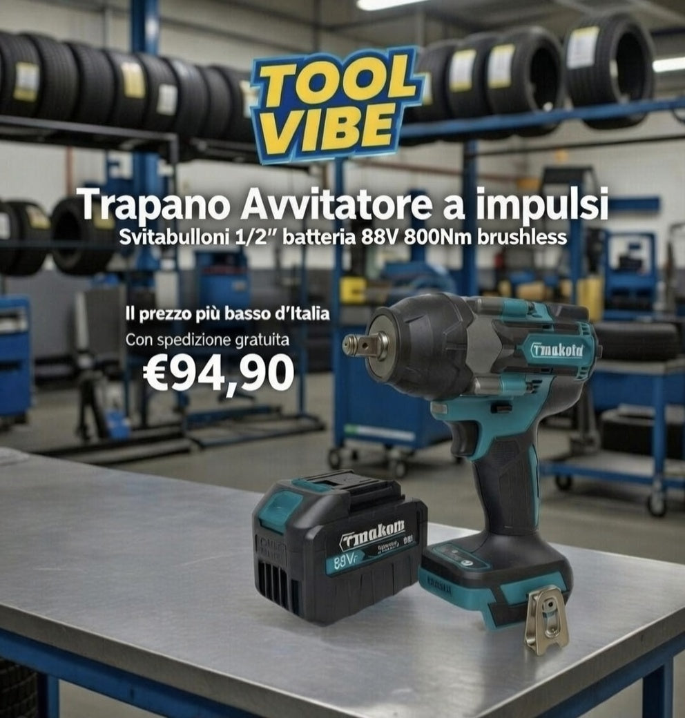 Trapano Avvitatore a impulsi Svitabulloni 1/2" batteria 88V 800Nm brushless