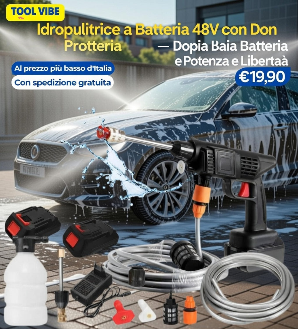 Idropulitrice a Batteria 48V con Doppia Batteria – Potenza e Libertà