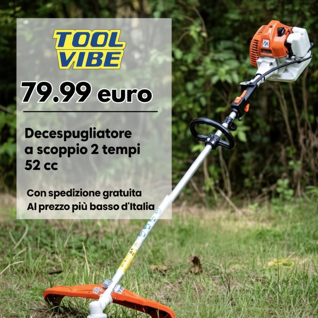 Decespugliatore a scoppio 2 tempi 52 cc con doppio disco e kit accessori incluso