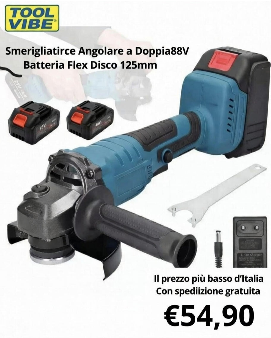Smerigliatrice Angolare a Doppia 88V Batteria Flex Disco 125mm