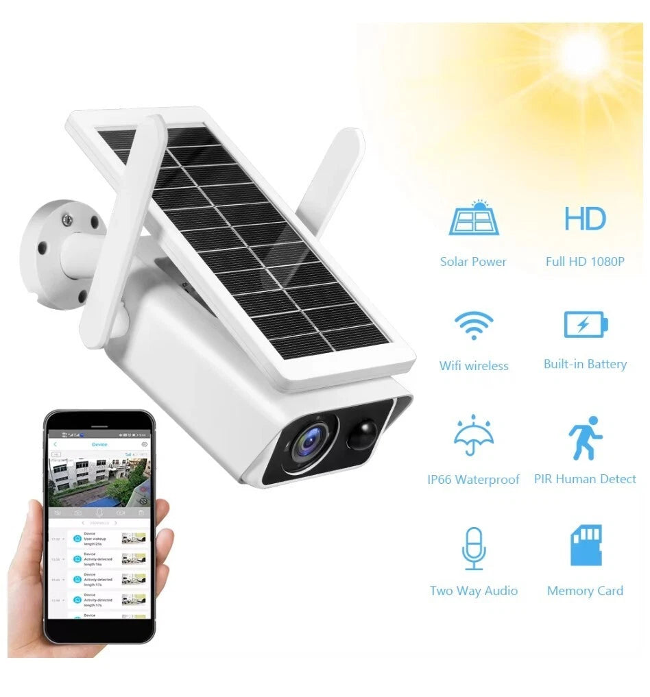 TELECAMERA Solare per Esterni senza Fili Compatibile con iOS/Android WiFi ICSEE