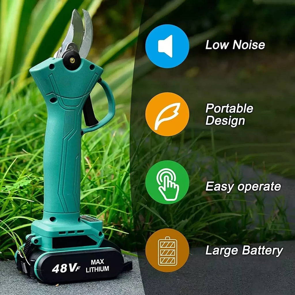 Forbice Cesoia 48V Da Potatura 30mm Doppia Batteria E Valigetta