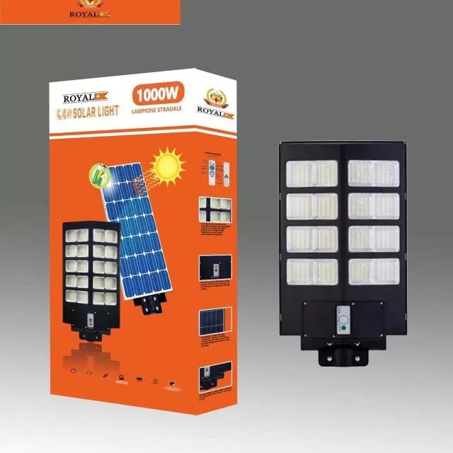 Lampione Stradale Solare Faro LED 1000W con Telecomando Impermeabile