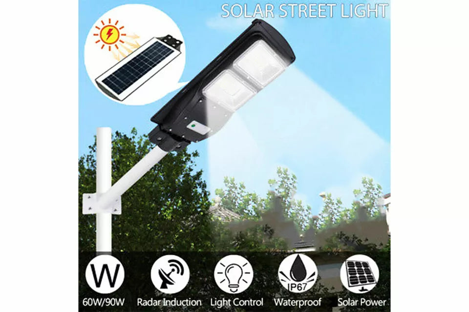 LAMPIONE STRADALE SOLARE LED 180W PANNELLO SOLARE TELECOMANDO CREPUSCOLARE