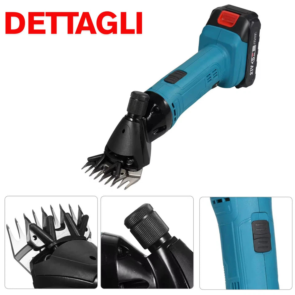 Tosatrice per Pecore a Batteria, 2 Batterie  Incluse, Motore Potente