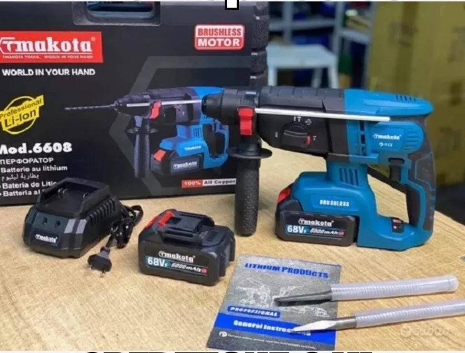 Trapano Avvitatore a Percussione Brushless Tmakota 68V Mod.6608 – 1000W