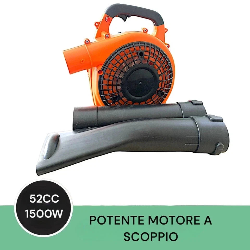 Soffiatore a scoppio 52cc motore 2 tempi per foglie giardino potenza 1500W
