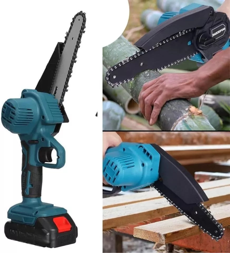 KIT POTATURA MINI MOTOSEGA 6" + FORBICE CESOIA A BATTERIA CON ASTA TELESCOPICA