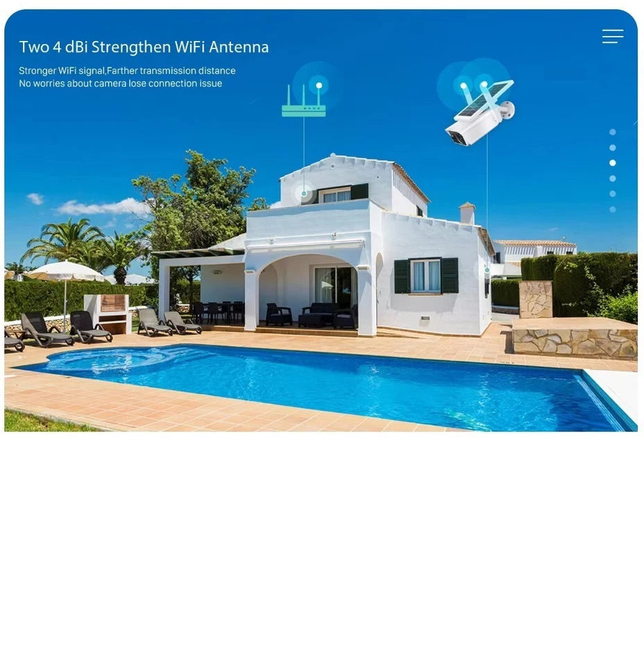 TELECAMERA Solare per Esterni senza Fili Compatibile con iOS/Android WiFi ICSEE