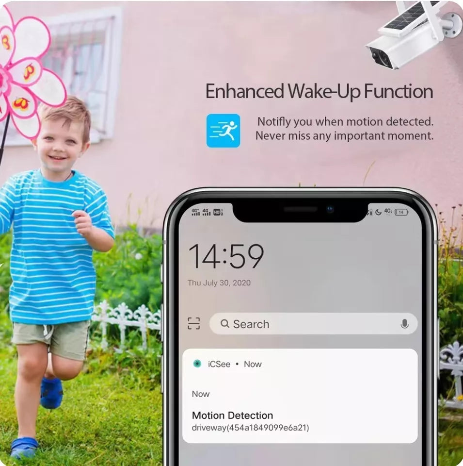 TELECAMERA Solare per Esterni senza Fili Compatibile con iOS/Android WiFi ICSEE