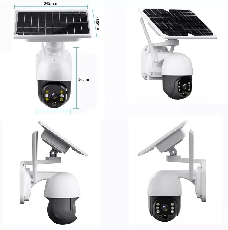 Telecamera di Sorveglianza con Pannello Solare - Bianca Robotica 360 IP68