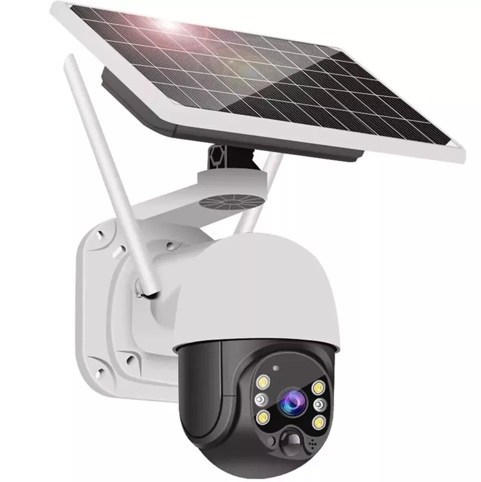 Telecamera di Sorveglianza con Pannello Solare - Bianca Robotica 360 IP68