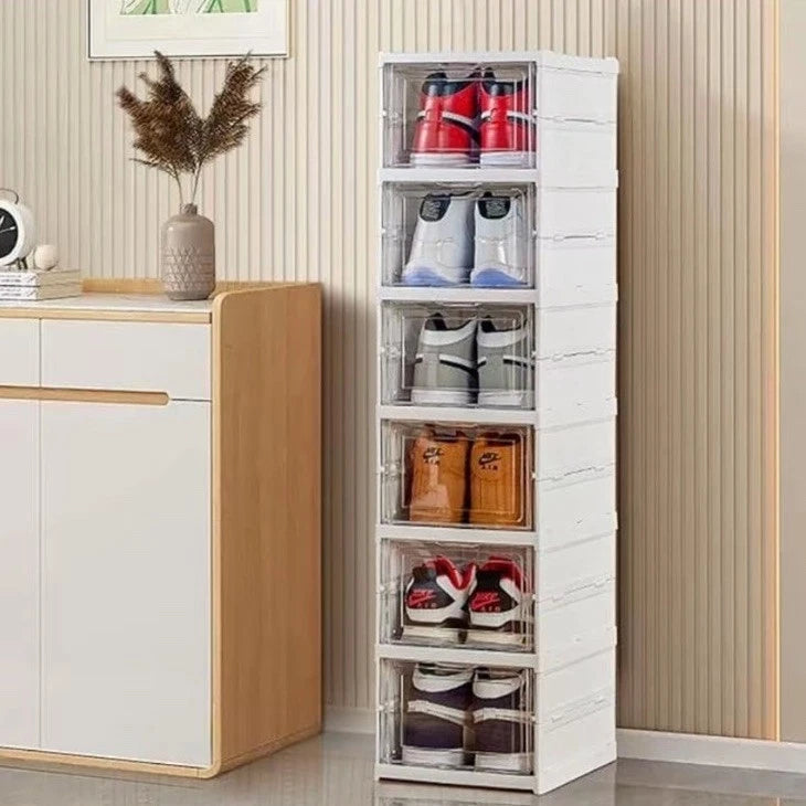 SCARPIERA PIEGHEVOLE IMPILABILE TRASPARENTE SALVASPAZIO PER SCARPE CASA ARMADIO