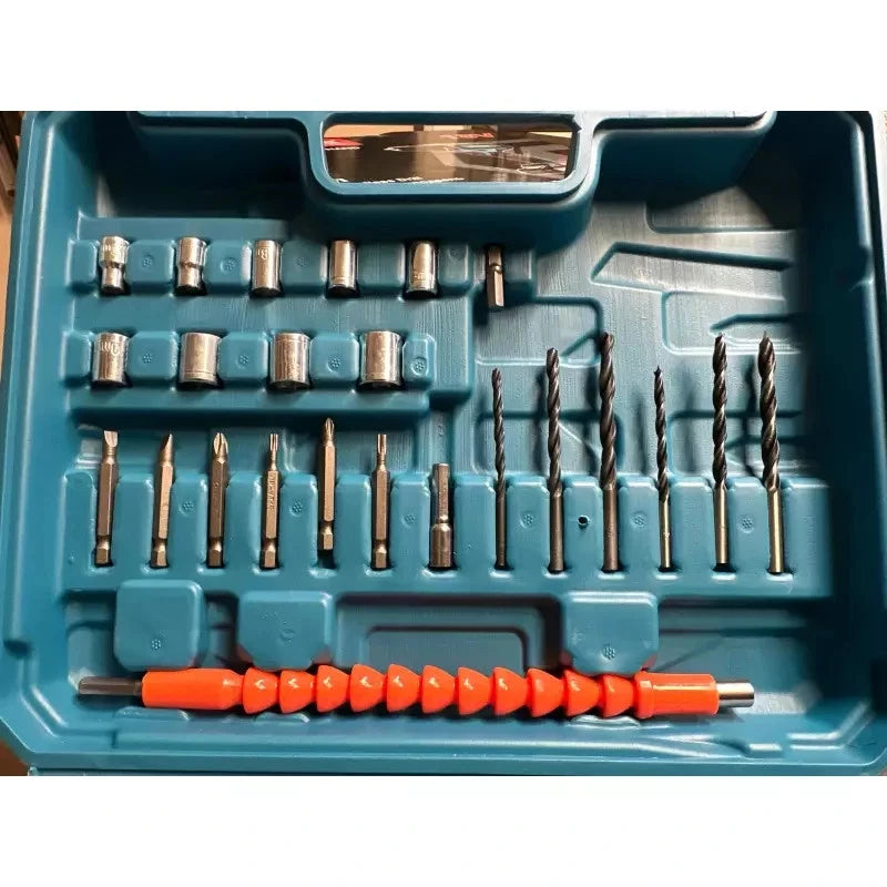 TRAPANO AVVITATORE A DOPPIA BATTERIA 18V 3.0 AH MAKOTA CON INSERTI E VALIGIA