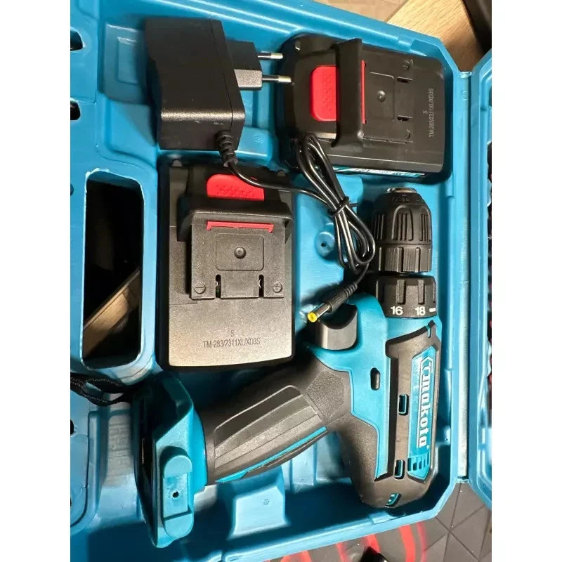 TRAPANO AVVITATORE A DOPPIA BATTERIA 18V 3.0 AH MAKOTA CON INSERTI E VALIGIA