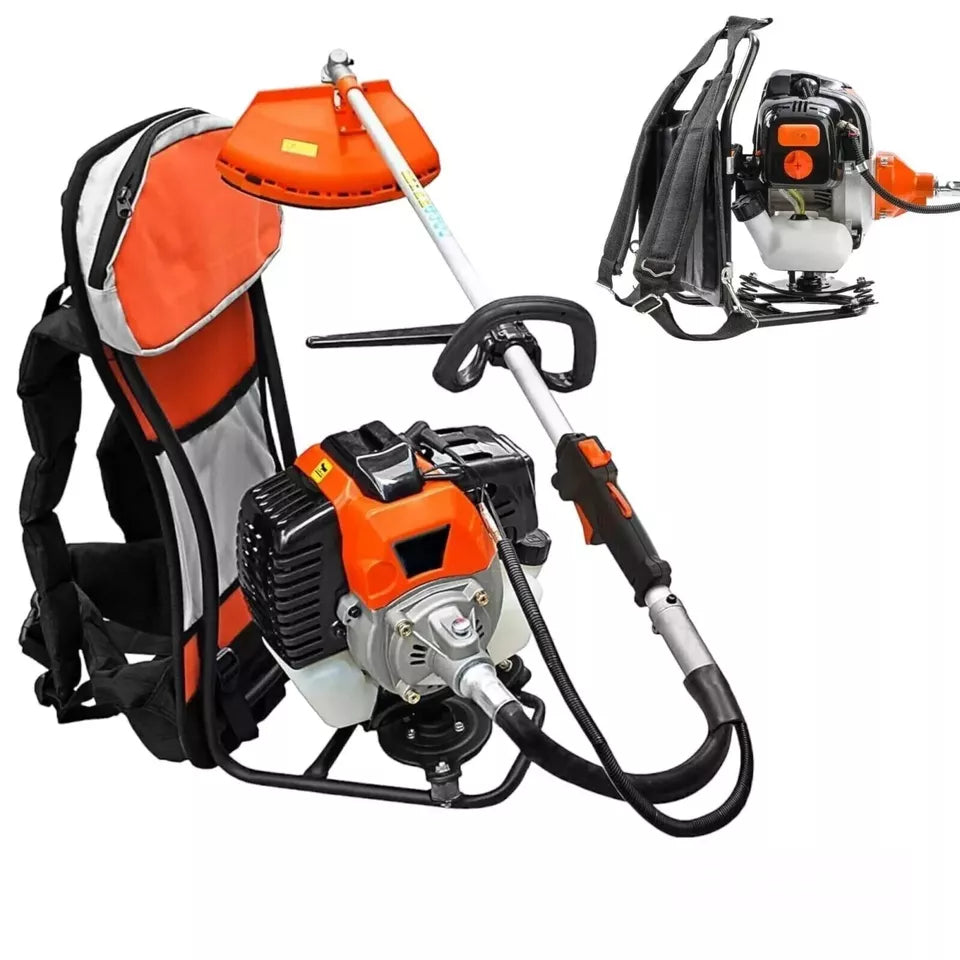 Decespugliatore a zaino a scoppio 2 tempi 52cc a spalla con doppio disco